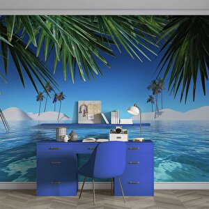 Deniz Ve Palmiye Yaprak Manzaralı Duvar Kağıdı - Dkm934114