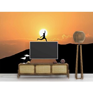 Dağ Ve Günbatımı Manzaralı Duvar Kağıdı - Dkm856081 550x280 cm