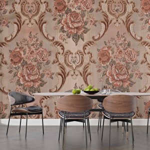 Nostaljik Kadife Çiçek Motifli Duvar Kağıdı Baskı - Dkm101036