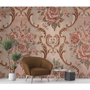 Nostaljik Kadife Çiçek Motifli Duvar Kağıdı Baskı - Dkm101036