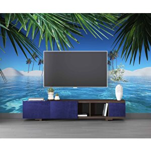 Deniz Ve Palmiye Yaprak Manzaralı Duvar Kağıdı - Dkm934007 275x200 cm