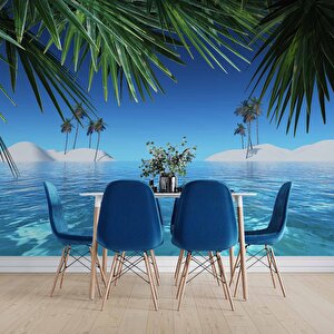 Deniz Ve Palmiye Yaprak Manzaralı Duvar Kağıdı - Dkm934107