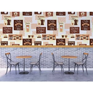 Kahve Temalı Duvar Kağıdı Baskı - Dkm148070 275x280 cm