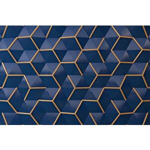 3 Boyutlu Lacivert Gold Temalı Duvar Kağıdı - Dkm629078