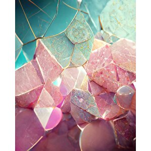 3 Boyutlu Mavi Pembe Kristal Temalı Duvar Kağıdı - Dkm603024