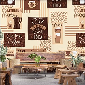 Kahve Temalı Duvar Kağıdı Baskı - Dkm148022 900x200 cm