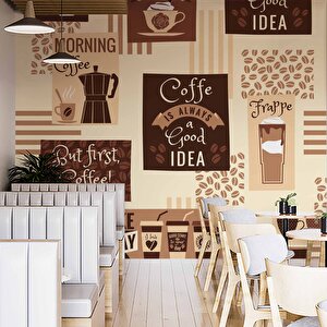 Kahve Temalı Duvar Kağıdı Baskı - Dkm148022 900x200 cm