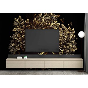 Altın Ağaç Desenli Duvar Kağıdı - Dkm777113 275x315 cm