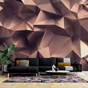 3 Boyutlu Üçgen Prizma Bronz Duvar Kağıdı Baskı - Dkm084100 500x300 cm