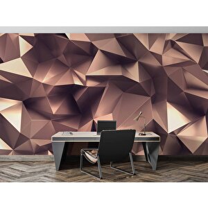 3 Boyutlu Üçgen Prizma Bronz Duvar Kağıdı Baskı - Dkm084094
