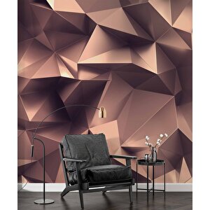3 Boyutlu Üçgen Prizma Bronz Duvar Kağıdı Baskı - Dkm084094