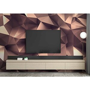 3 Boyutlu Üçgen Prizma Bronz Duvar Kağıdı Baskı - Dkm084092 300x300 cm