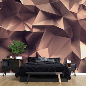 3 Boyutlu Üçgen Prizma Bronz Duvar Kağıdı Baskı - Dkm084002 100x200 cm
