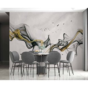 3 Boyutlu Gri Zeminli Gökyüzü Boyama Desenli Duvar Kağıdı - Dkm809073