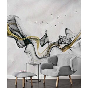 3 Boyutlu Gri Zeminli Gökyüzü Boyama Desenli Duvar Kağıdı - Dkm809008