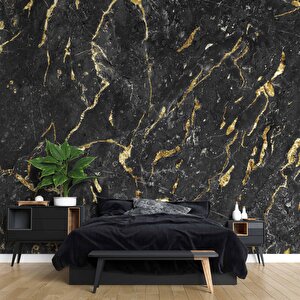 Siyah Mermer Desenli Duvar Kağıdı - Dkm858090 250x300 cm