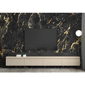 Siyah Mermer Desenli Duvar Kağıdı - Dkm858090 250x300 cm