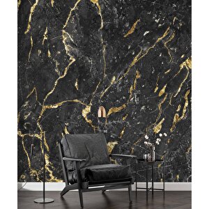 Siyah Mermer Desenli Duvar Kağıdı - Dkm858012