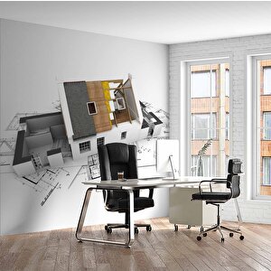 Mimari Ev Projesi Gayrimenkul Emlak Ve Gayrimenkul Duvar Kağıdı Baskı - Dkm328125 700x315 cm