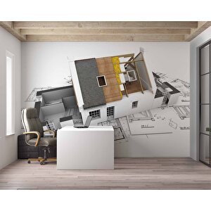 Mimari Ev Projesi Gayrimenkul Emlak Ve Gayrimenkul Duvar Kağıdı Baskı - Dkm328125 700x315 cm