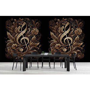 Altın Sol Anahtarı Desenli Duvar Kağıdı - Dkm801080