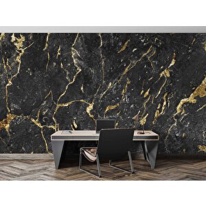 Siyah Mermer Desenli Duvar Kağıdı - Dkm858016