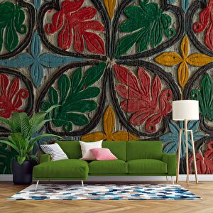 Renkli Ağaç Boyama Desenli Duvar Kağıdı - Dkm798102 550x300 cm
