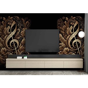 Altın Sol Anahtarı Desenli Duvar Kağıdı - Dkm801075 400x280 cm