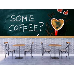 Kahve Bardağı Ve Yazı Temalı Cafe Duvar Kağıdı Baskı - Dkm125045