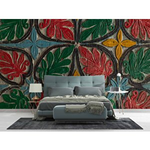 Renkli Ağaç Boyama Desenli Duvar Kağıdı - Dkm798018 550x200 cm