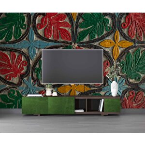 Renkli Ağaç Boyama Desenli Duvar Kağıdı - Dkm798018 550x200 cm