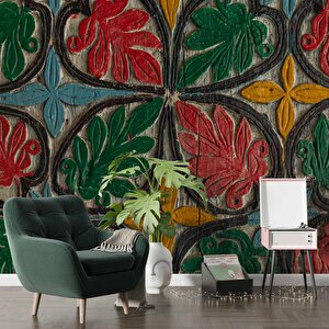 Renkli Ağaç Boyama Desenli Duvar Kağıdı - Dkm798018