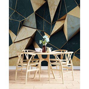 3 Boyutlu Zümrüt - Krem Renk Duvar Kağıdı - Dkm587110