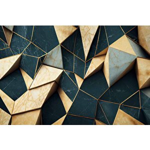 3 Boyutlu Zümrüt - Krem Renk Duvar Kağıdı - Dkm587110