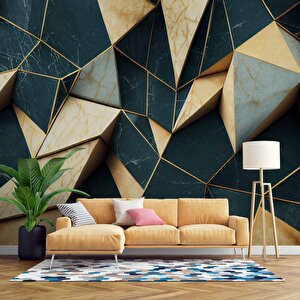 3 Boyutlu Zümrüt - Krem Renk Duvar Kağıdı - Dkm587125 700x315 cm