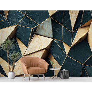 3 Boyutlu Zümrüt - Krem Renk Duvar Kağıdı - Dkm587125