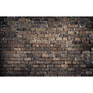 3 Boyutlu Koyu Kahverengi Tuğla Duvar Temalı Duvar Kağıdı - Dkm661062