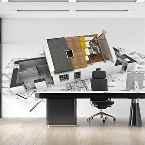 Mimari Ev Projesi Gayrimenkul Emlak Ve Gayrimenkul Duvar Kağıdı Baskı - Dkm328087 150x300 cm