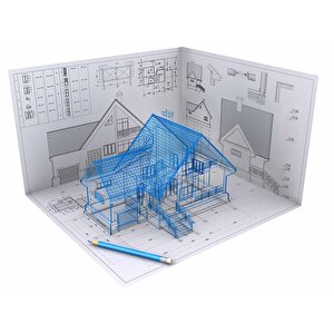 Mimari Ev Çizimli Gayrimenkul Emlak Ve Gayrimenkul Duvar Kağıdı Baskı - Dkm342001