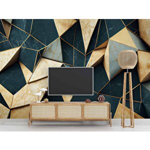 3 Boyutlu Zümrüt - Krem Renk Duvar Kağıdı - Dkm587075 400x280 cm