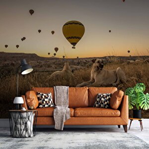 Günbatımı Ve Sıcak Hava Balon Manzaralı Duvar Kağıdı - Dkm730008 300x200 cm
