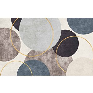 Yuvarlak Geometri Halı Desenli Duvar Kağıdı - Dkm875018