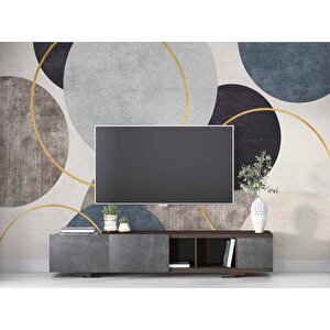 Yuvarlak Geometri Halı Desenli Duvar Kağıdı - Dkm875126 800x315 cm