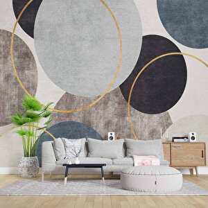 Yuvarlak Geometri Halı Desenli Duvar Kağıdı - Dkm875088 200x300 cm