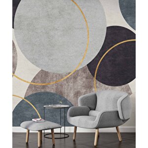 Yuvarlak Geometri Halı Desenli Duvar Kağıdı - Dkm875088