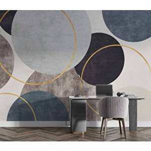 Yuvarlak Geometri Halı Desenli Duvar Kağıdı - Dkm875035