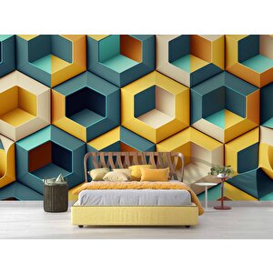 3 Boyutlu Mozaik Temalı Duvar Kağıdı Baskı - Dkm617063 800x260 cm