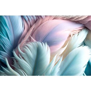 Soft Mavi Pembe Tüy Desenli Duvar Kağıdı Baskı - Dkm600105