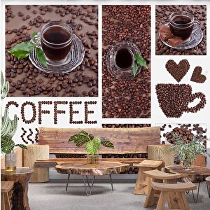 Kahveli Cafe Duvar Kağıdı Baskı - Dkb279001 100x100 cm