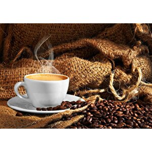 Fincan Ve Kahve Çekirdeği Temalı Cafe Duvar Kağıdı Baskı - Dkm271071